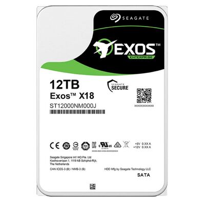 Seagate Exos X18 ST12000NM000J 12TB interne Festplatte 7200 U/min 256MB Cache SATA 6Gb/s CMR Enterprise HDD für 24/7 Server-Speicher